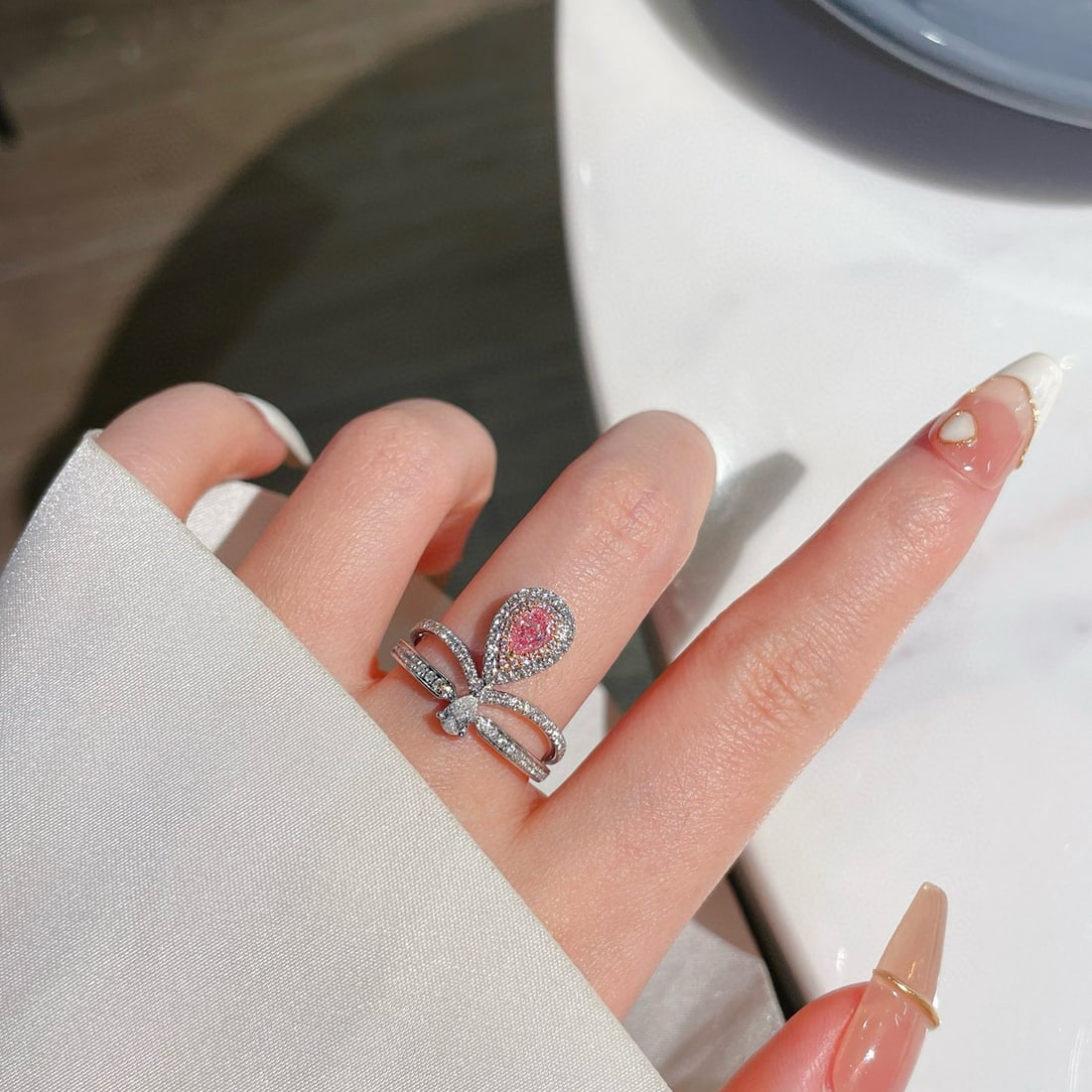 14k Gold 0.56 Ctw Natural Pink Diamond & Diamond Ring - 6