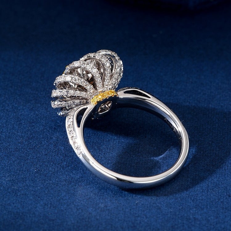 14k Gold 2.52 Ctw Natural Yellow Diamond & Diamond Ring - 2