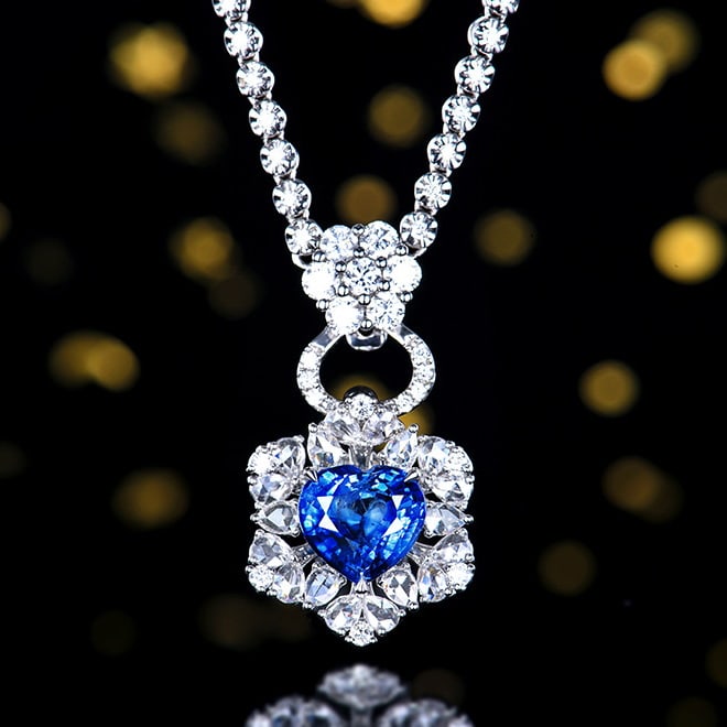 14k Gold 4.29 Ctw Natural Sapphire & Diamond Ring/pendant( Without Chain ) - 2