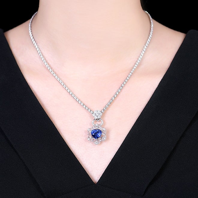 14k Gold 4.29 Ctw Natural Sapphire & Diamond Ring/pendant( Without Chain ) - 6