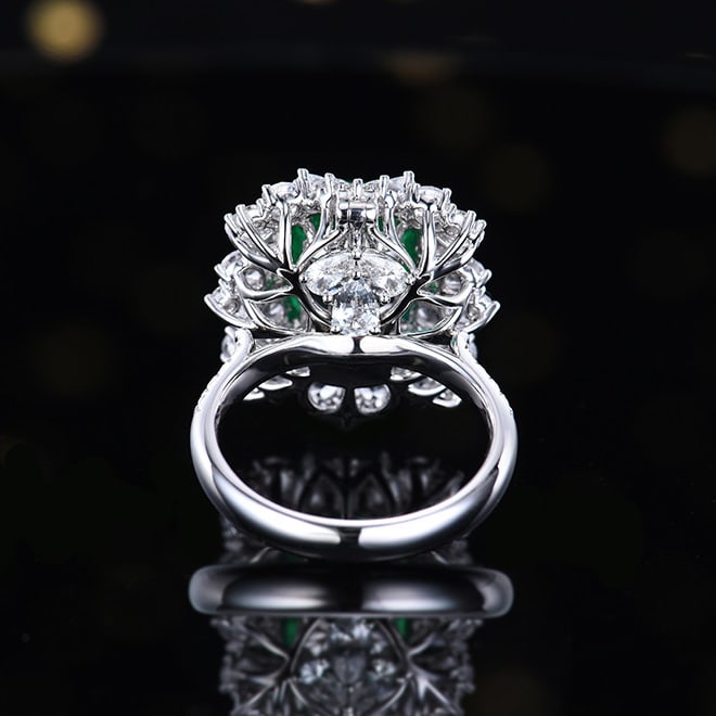 14k Gold 6.53 Ctw Vivid Green Natural Emerald & Diamond Ring/pendant( Without Chain ) - 3