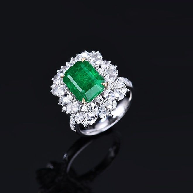 14k Gold 6.53 Ctw Vivid Green Natural Emerald & Diamond Ring/pendant( Without Chain ) - 4