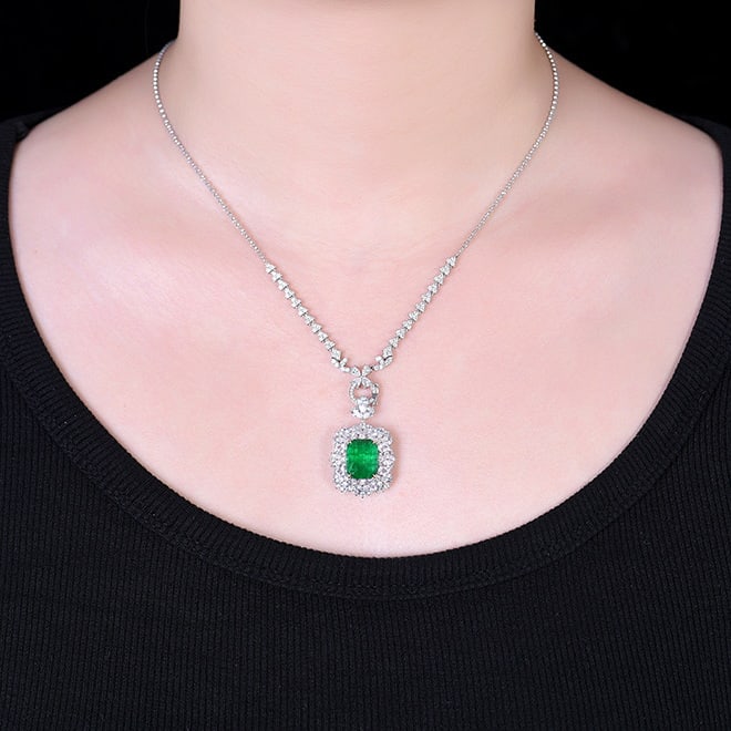 14k Gold 6.53 Ctw Vivid Green Natural Emerald & Diamond Ring/pendant( Without Chain ) - 6