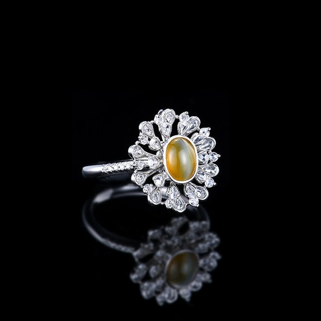 14k Gold 2.11 Ctw Natural Cat's?Eye & Diamond Ring/pendant( Without Chain ) - 4