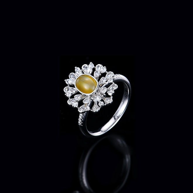 14k Gold 2.11 Ctw Natural Cat's?Eye & Diamond Ring/pendant( Without Chain ) - 5