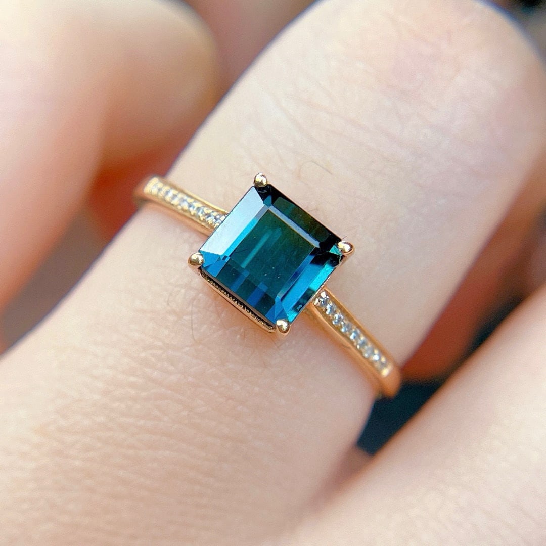 14k Gold 2.45 Ct Natural Tourmaline & Diamond Ring - 6