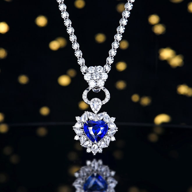 14k Gold 3.00 Ctw Natural Sapphire & Diamond Ring/pendant( Without Chain ) - 2