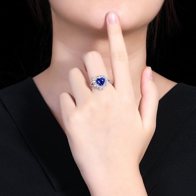 14k Gold 3.00 Ctw Natural Sapphire & Diamond Ring/pendant( Without Chain ) - 5