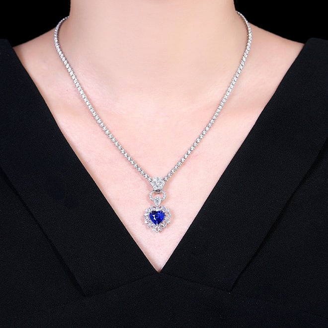 14k Gold 3.00 Ctw Natural Sapphire & Diamond Ring/pendant( Without Chain ) - 6