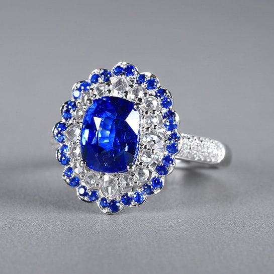 14k Gold 2.85 Ctw Natural Sapphire & Sapphire Ring - 2