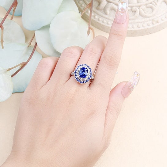 14k Gold 2.85 Ctw Natural Sapphire & Sapphire Ring - 4
