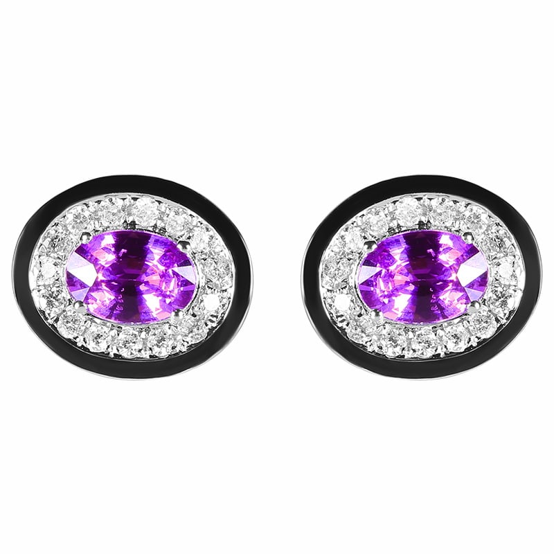 14k Gold 2.20 Ctw Natural Sapphire & Diamond Earrings - 3