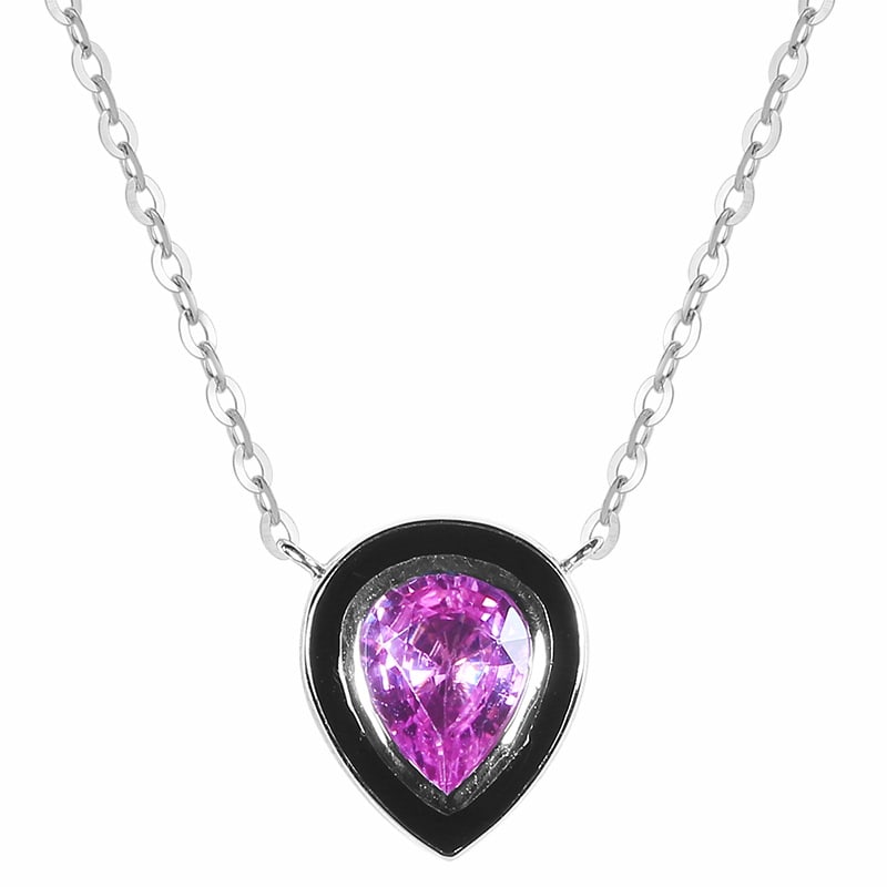 14k Gold 0.83 Ct Natural Padparadscha Sapphire Necklace: Ref:230988026 // gold content:14k gold // main gemstone:padparadscha sapphire // shape:pear // carat weight:0. 83ct // color:orangish pink // treatment:natural // High Estimate: 4300 Condition: New