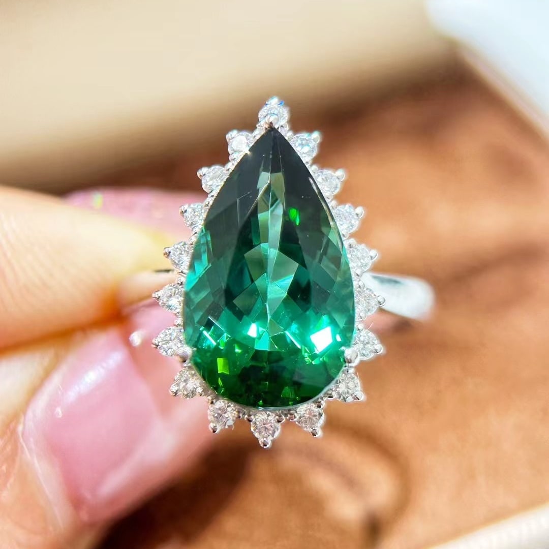 14k Gold 6.30 Ctw Natural Tourmaline & Diamond Ring - 2