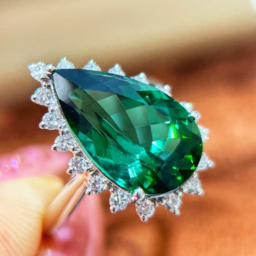 14k Gold 6.30 Ctw Natural Tourmaline & Diamond Ring - 9