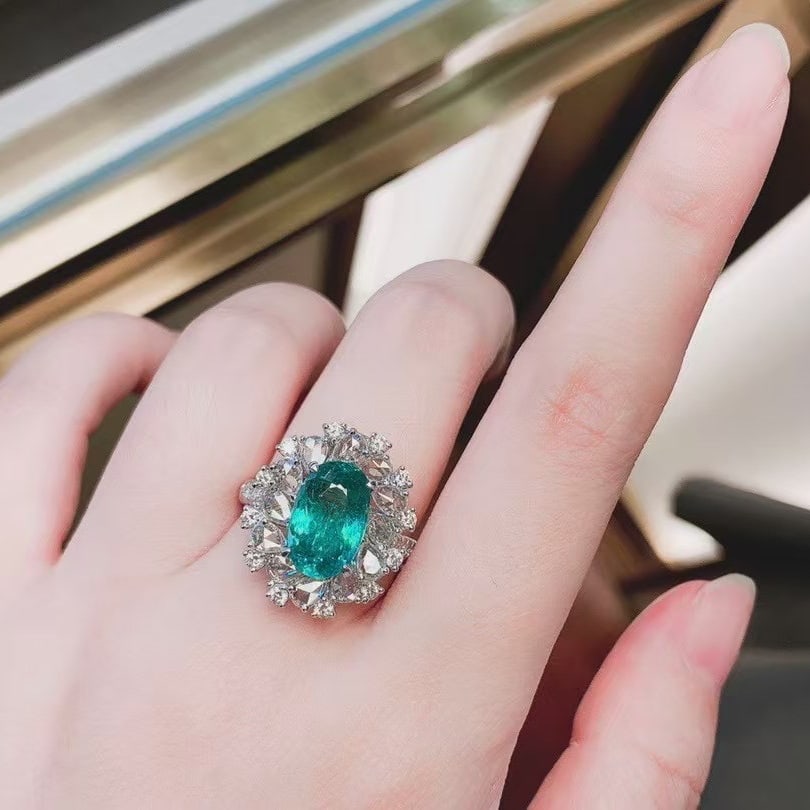 14k Gold 4.78 Ctw Natural Paraiba Tourmaline & Diamond Ring/pendant( Without Chain ) - 7