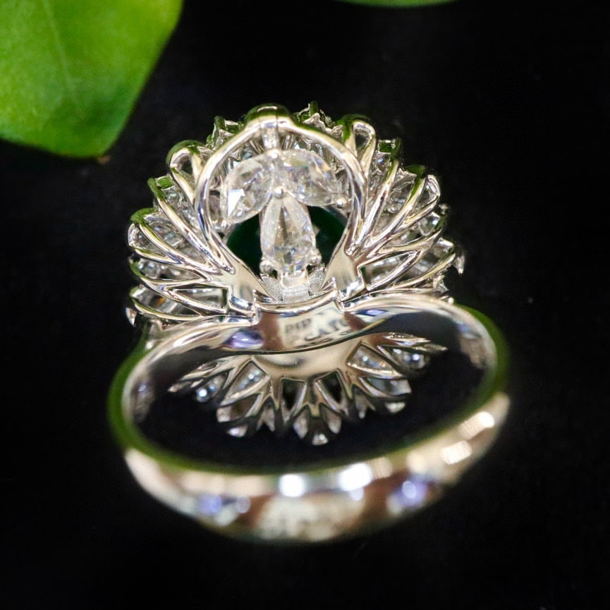 14k Gold 4.49 Ctw Vivid Green Natural Emerald & Diamond Ring/pendant( Without Chain ) - 4
