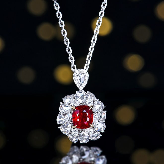 14k Gold 1.93 Ctw Natural Ruby & Diamond Ring/pendant( Without Chain ) - 2