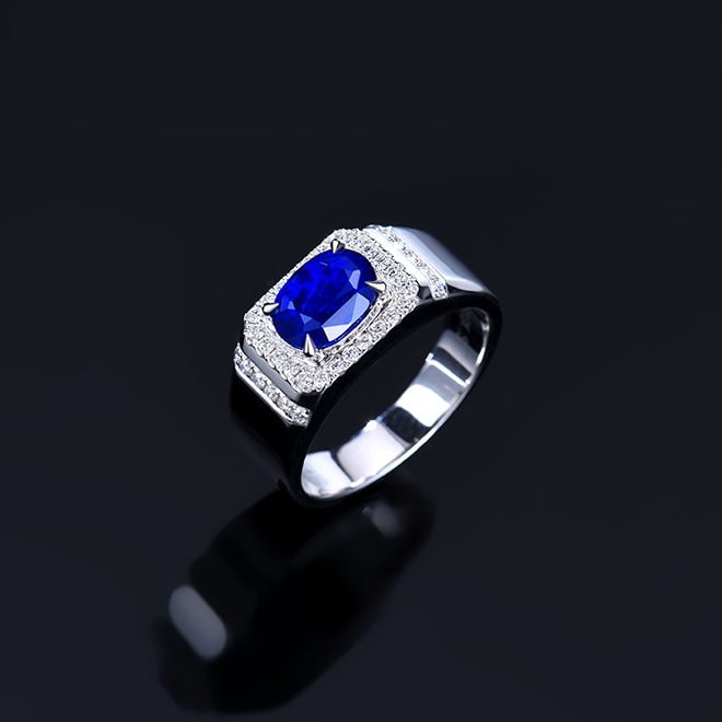 14k Gold 3.31 Ctw Natural Sapphire & Diamond & Men¡¯s Ring - 3