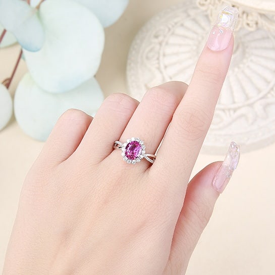 14k Gold 2.39 Ctw Natural Padparadscha Sapphire & Diamond Ring - 4