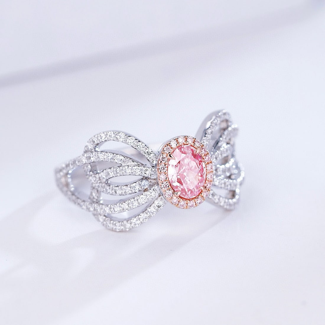 14k Gold 0.98 Ctw Natural Pink Diamond & Diamond Ring - 4