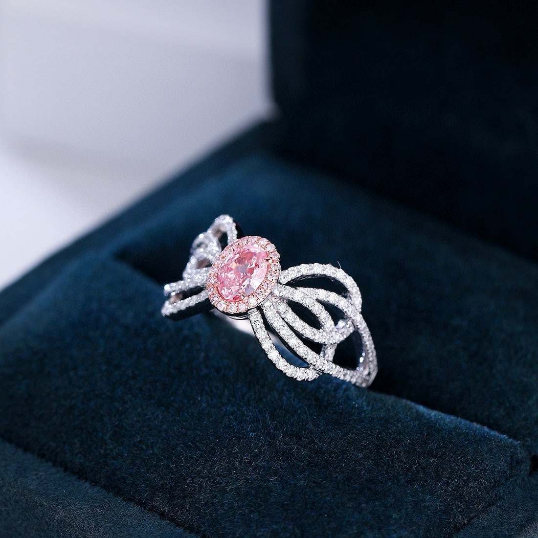 14k Gold 0.98 Ctw Natural Pink Diamond & Diamond Ring - 5