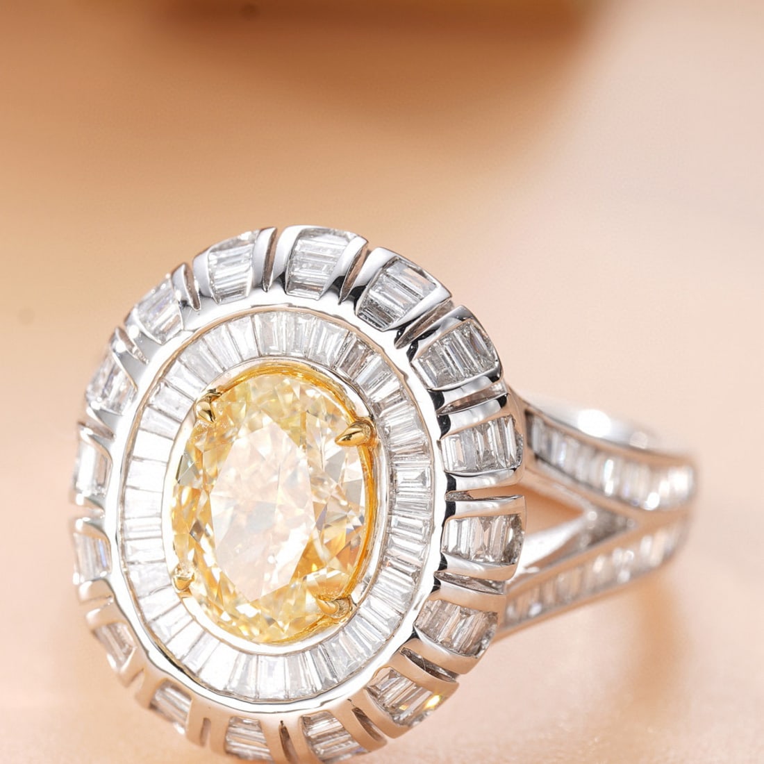 14k Gold 2.73 Ctw Natural Yellow Diamond & Diamond Ring - 2