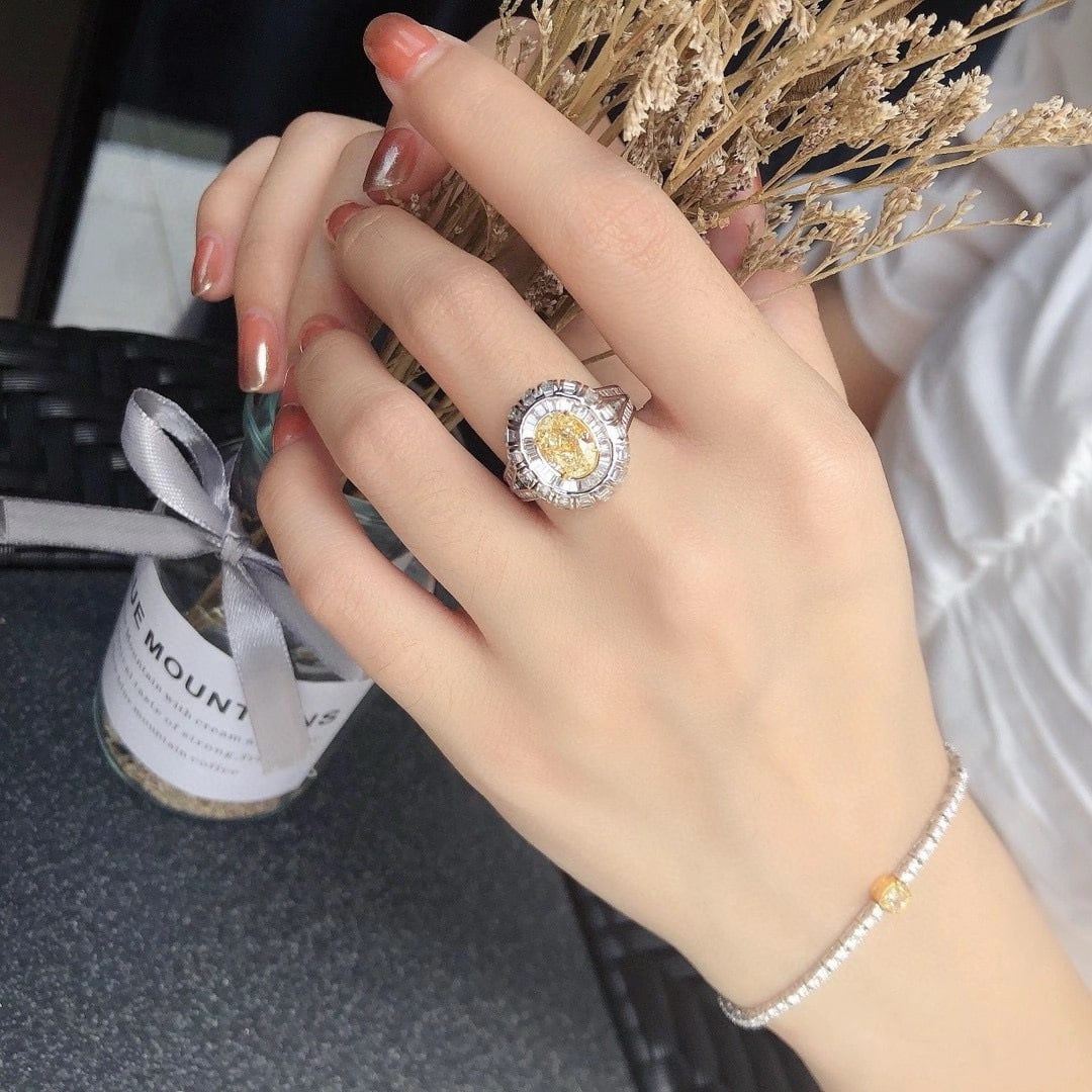 14k Gold 2.73 Ctw Natural Yellow Diamond & Diamond Ring - 4