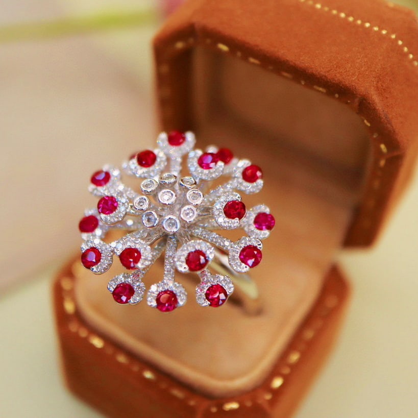 14k Gold 1.81 Ctw Natural Ruby & Diamond Ring - 2