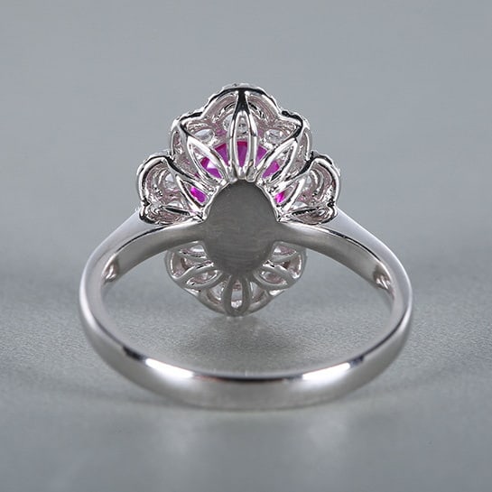 14k Gold 2.51 Ctw Natural Padparadscha Sapphire & Diamond Ring - 3