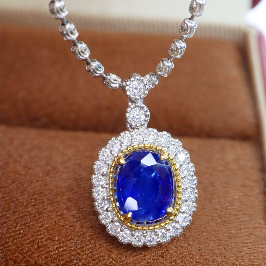 14k Gold 1.43 Ctw Natural Sapphire & Diamond Pendant( Without Chain ) - 3