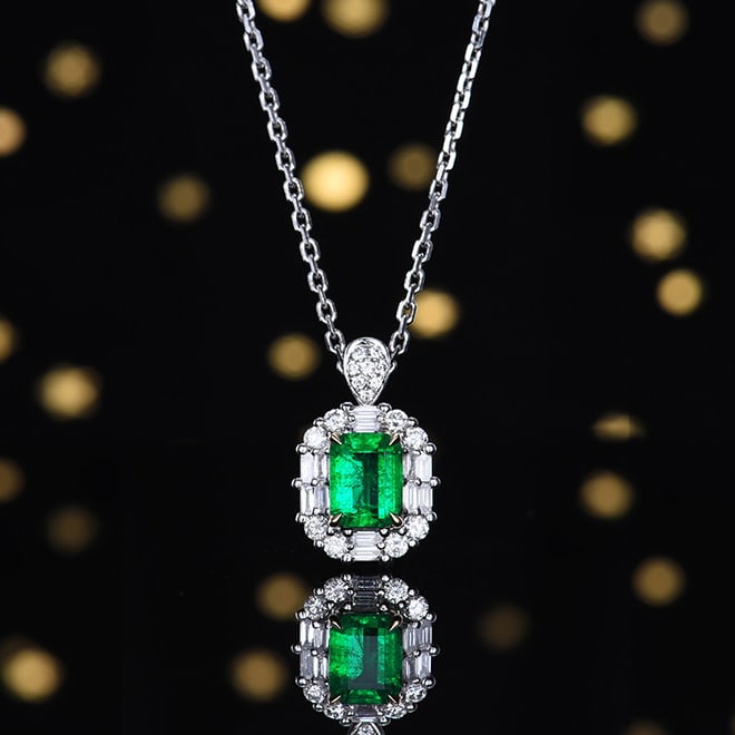 14k Gold 1.34 Ctw Vivid Green Natural Emerald & Diamond Ring/pendant( Without Chain ) - 2