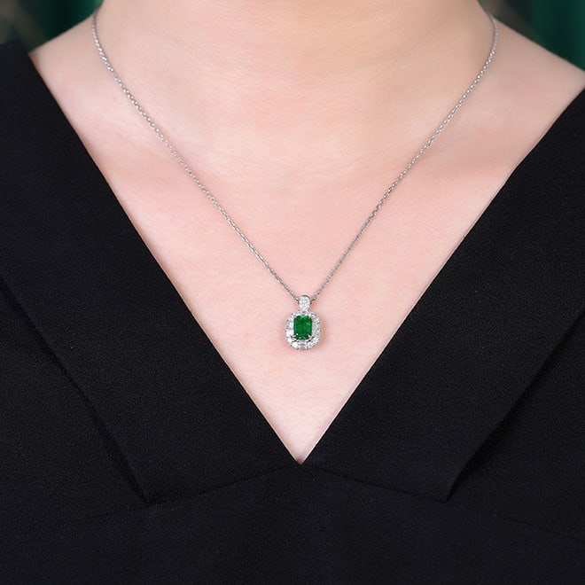 14k Gold 1.34 Ctw Vivid Green Natural Emerald & Diamond Ring/pendant( Without Chain ) - 5