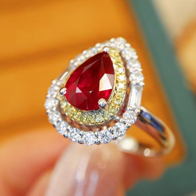 14k Gold 1.98 Ctw Natural Ruby & Diamond Ring/pendant( Without Chain ) - 2