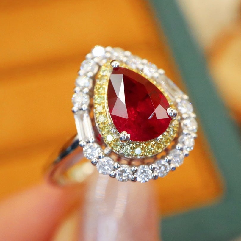 14k Gold 1.98 Ctw Natural Ruby & Diamond Ring/pendant( Without Chain ) - 3
