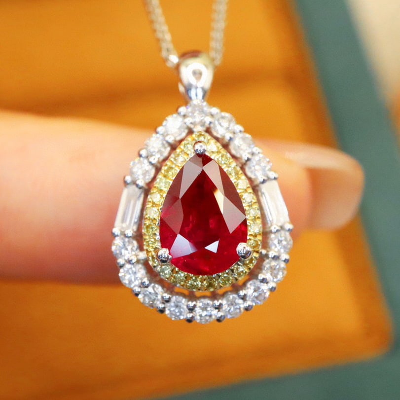 14k Gold 1.98 Ctw Natural Ruby & Diamond Ring/pendant( Without Chain ) - 4