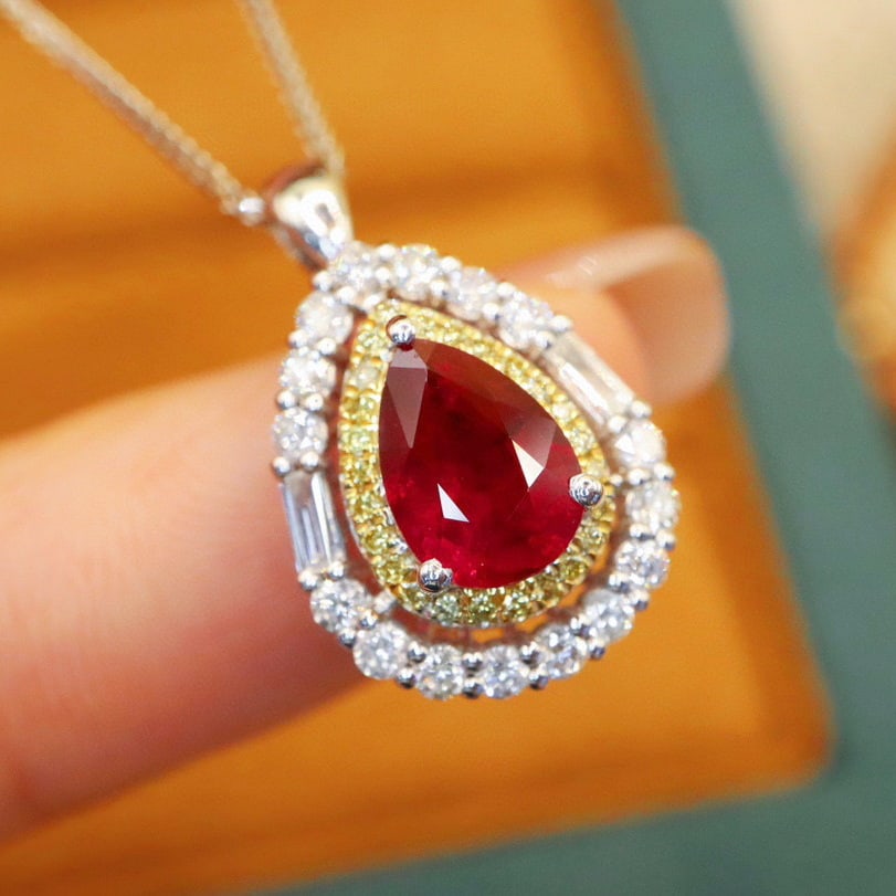 14k Gold 1.98 Ctw Natural Ruby & Diamond Ring/pendant( Without Chain ) - 5
