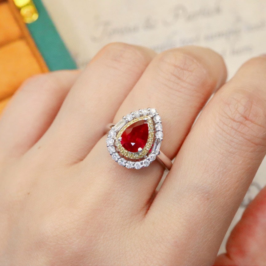 14k Gold 1.98 Ctw Natural Ruby & Diamond Ring/pendant( Without Chain ) - 7