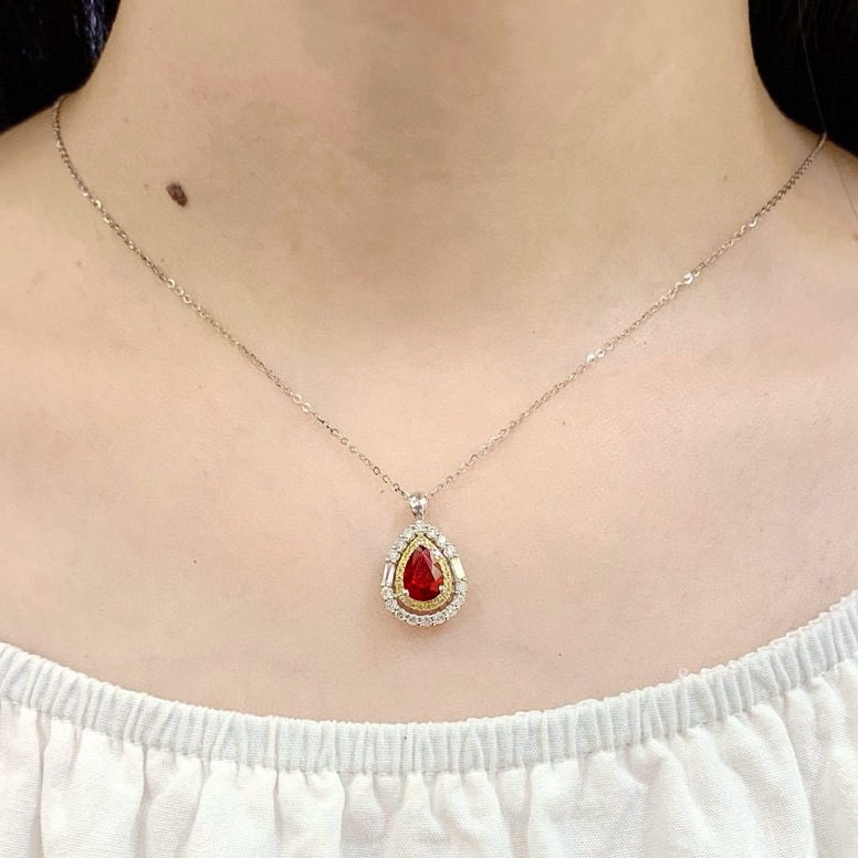 14k Gold 1.98 Ctw Natural Ruby & Diamond Ring/pendant( Without Chain ) - 8
