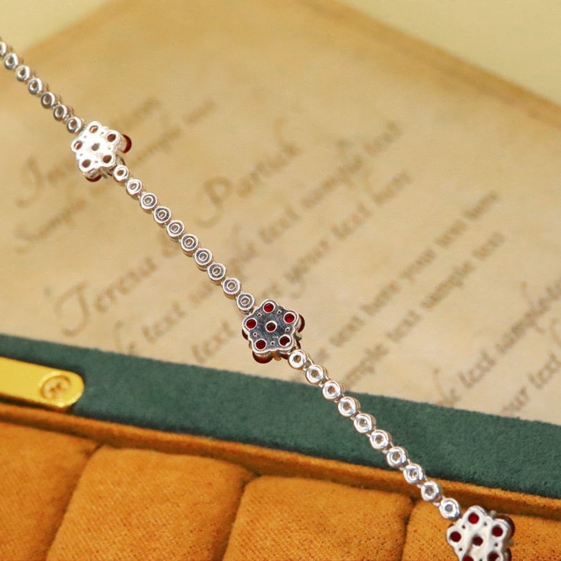 14k Gold 2.13 Ctw Natural Ruby & Diamond Bracelet - 5