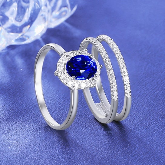 14k Gold 1.63 Ctw Natural Sapphire & Diamond Ring - 5
