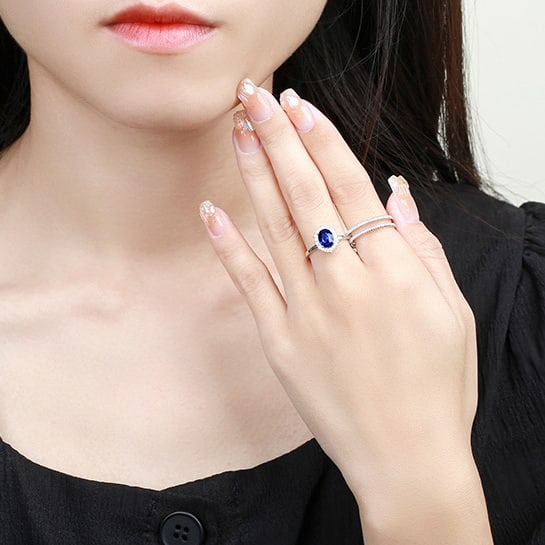 14k Gold 1.63 Ctw Natural Sapphire & Diamond Ring - 7