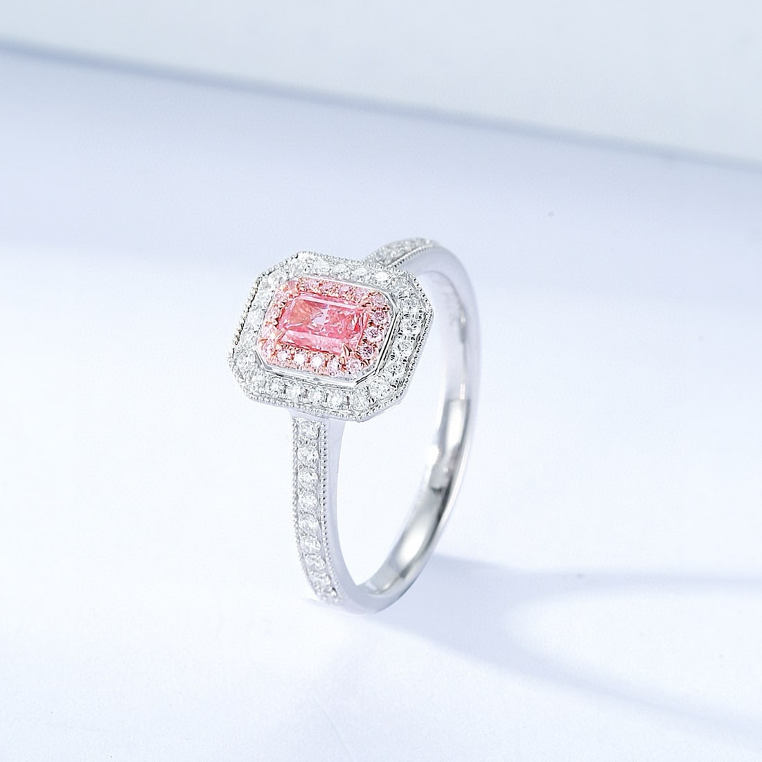 14k Gold 0.49 Ctw Natural Pink Diamond & Diamond Ring - 3