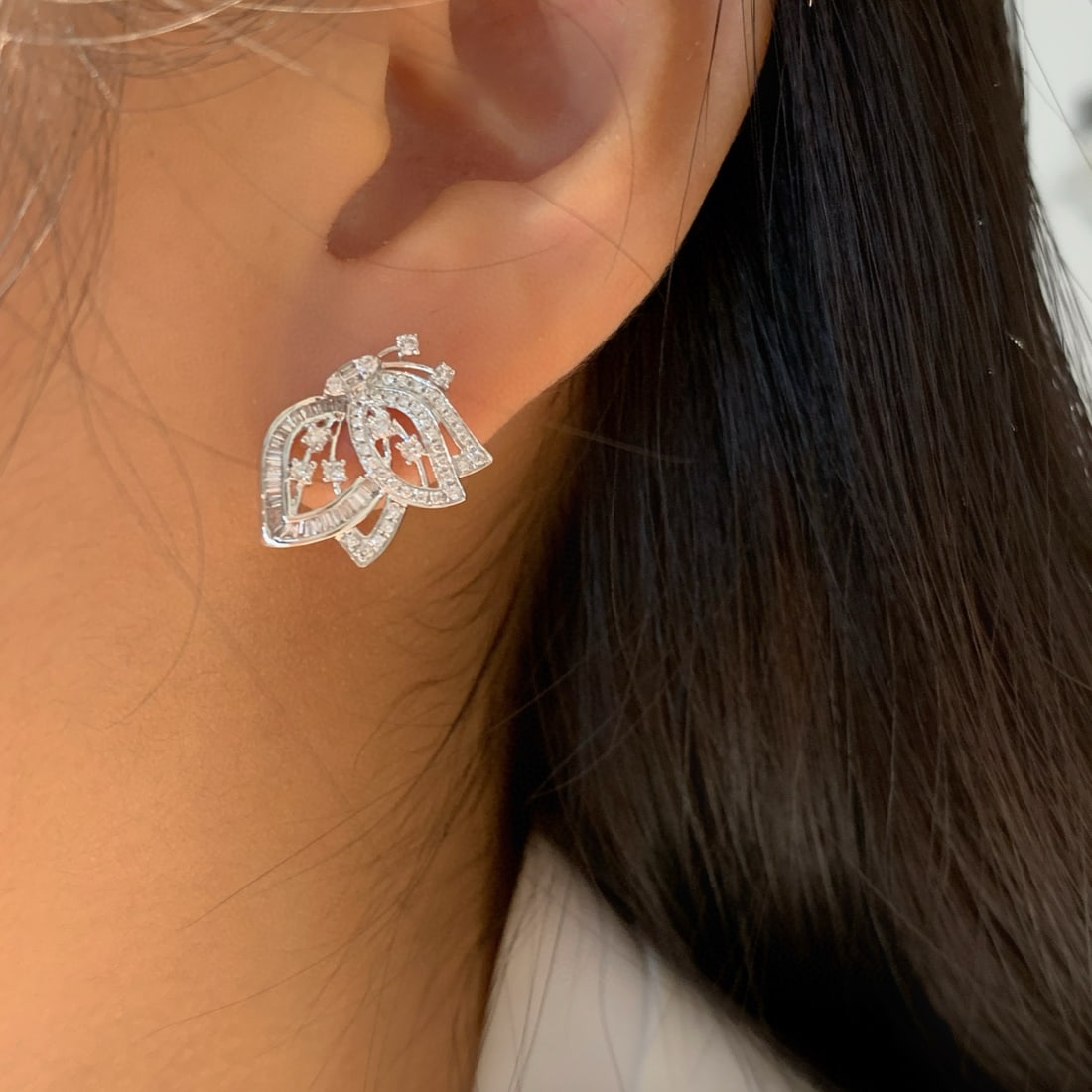 14k Gold 0.65 Ct Natural H Diamond Earrings - 6