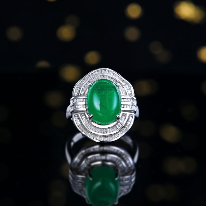 14k Gold 4.2 Ct Natural Emerald & Diamond Ring: Ref:230988084 // gold content:14k gold // ring size:7. 25us // // main gemstone:emerald // shape:oval // carat weight:4. 2ct // color:green // treatment:natural // // adjacent gemstone 2 : diamond // 