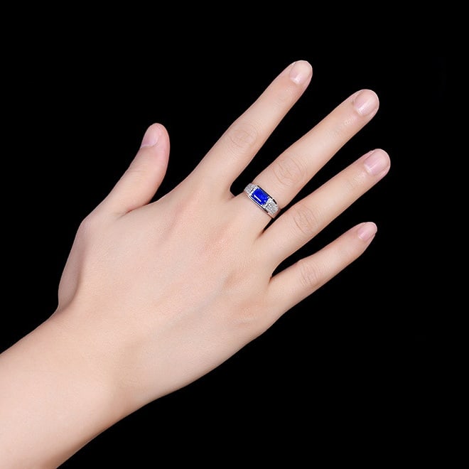 14k Gold 1.80 Ctw Natural Sapphire & Diamond & Men¡¯s Ring - 3