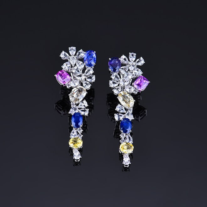 14k Gold 10.06 Ctw Natural Sapphire & Sapphire Earrings - 5