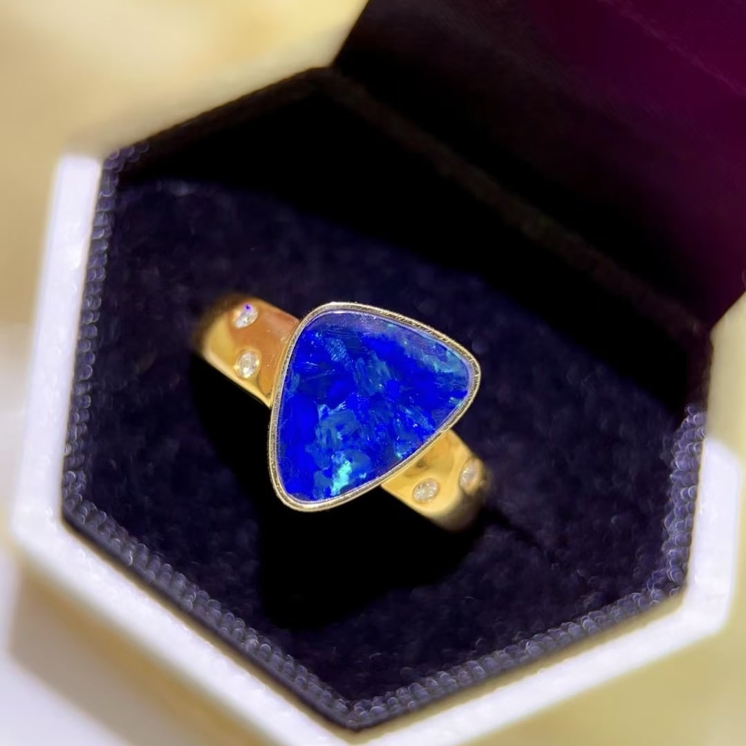 14k Gold 2.34 Ctw Natural Opal & Diamond Ring - 3
