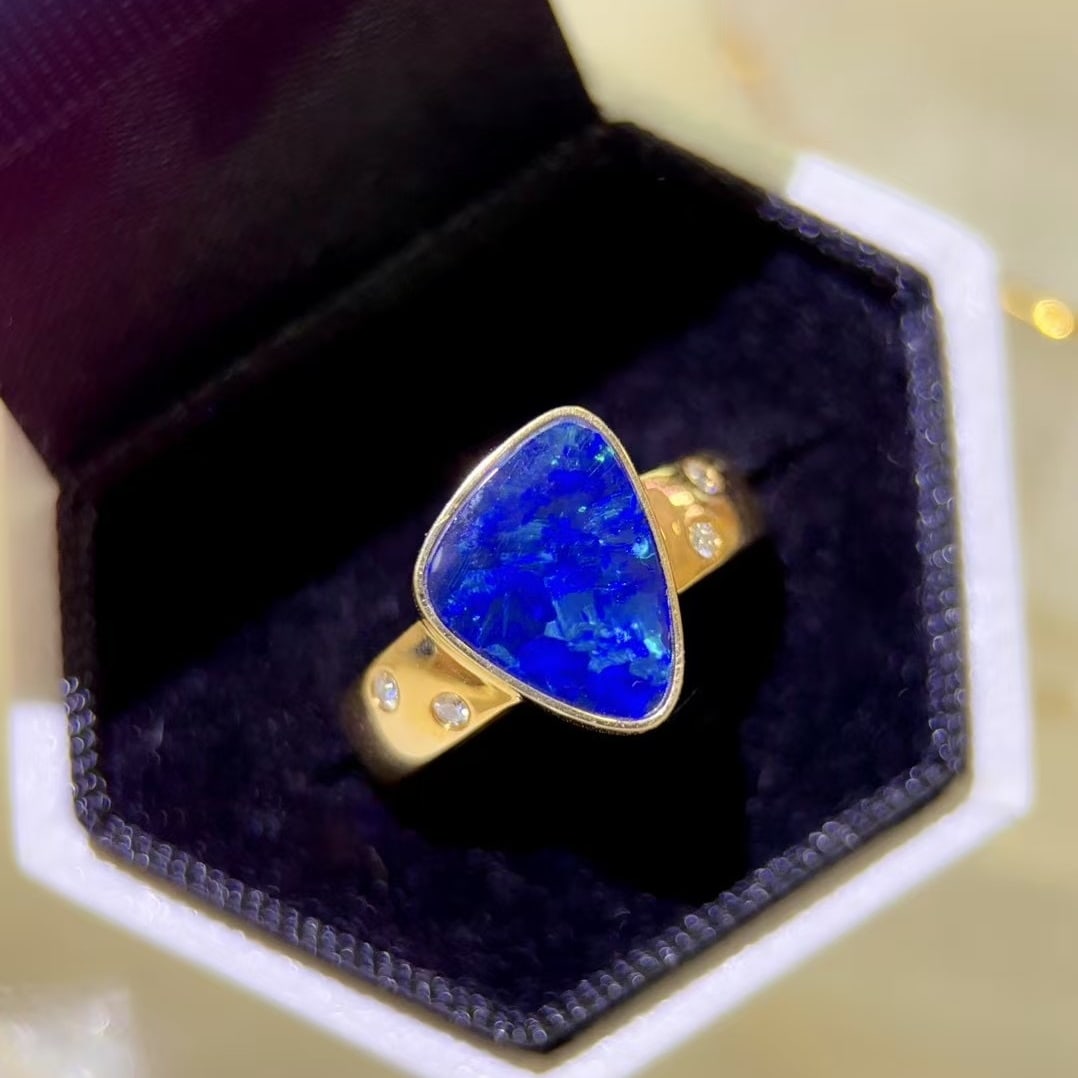 14k Gold 2.34 Ctw Natural Opal & Diamond Ring - 6