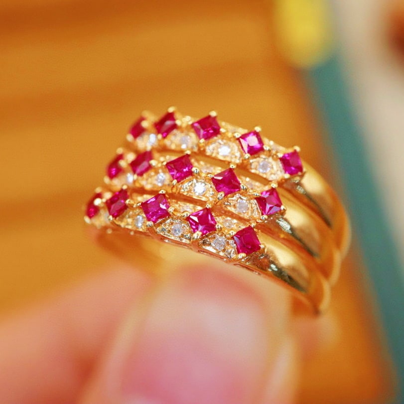 14k Gold 0.57 Ctw Natural Ruby & Diamond Ring - 2